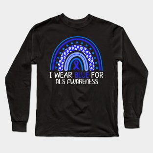 I Wear Blue for Als Awareness Rainbow Long Sleeve T-Shirt